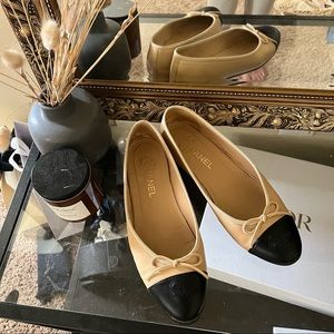 Chanel ballet flats two tone 39.5 9.5